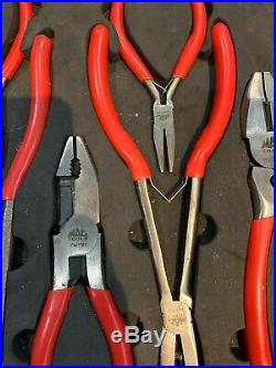 Mac 14pc Red Rubber Grip Pliers Set in Tray Needle Nose / Cutter / Adjustable