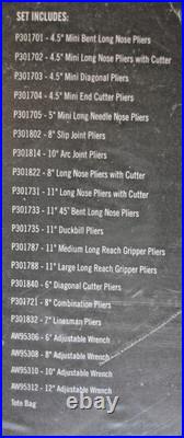 MacTools P301885 21pc Red Long Reach 11 Pliers Adjustable Wrench set +Tool Bag
