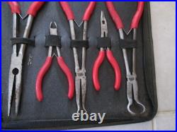 Mactools P301756 10Pc Long Reach RED 11Plier Set WithTool case Bonus Side Cutters