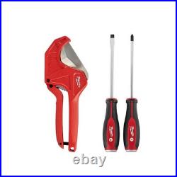 Milwaukee 2-3/8 in. Ratcheting PVC Pipe Cutter with 2pc Screwdriver Set (3-PC) Milwaukee 2-3/8 in. Ratcheting PVC Pipe Cutter with 2pc Screwdriver Set (3-PC)
