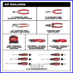 Milwaukee Plier's Kit with Screwdriver Set, 25 ft. Tape Measure and Utility Cutter
