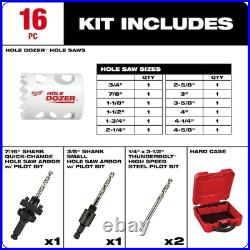 Milwaukee Tool 49-22-4156 16 Pc. Hole Dozer Plumber's Bi-Metal Hole Saw Set