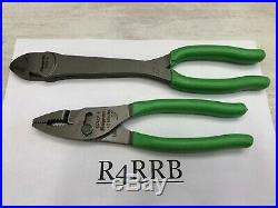 NEW STYLE Snap-On Tools USA GREEN Soft Grip Slip Joint Pliers and Cutter Lot Set