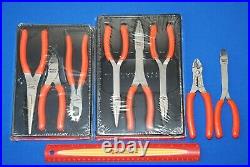 NEW Snap-On Tools 8 Piece Orange Soft Grip Pliers, Cutters & Wire Stripper Set