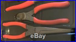 NEW Snap-On Tools Red Vinyl Grip 3 Piece Pliers / Cutters Set NEW