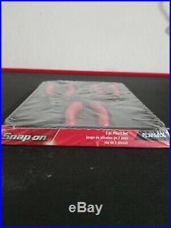 New! Snap-On Tools 3pc Pliers Needle Nose Cutters Set Red PL305ACF