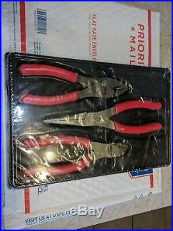 New! Snap-On Tools 3pc Pliers Needle Nose Cutters Set Red PL306ACF