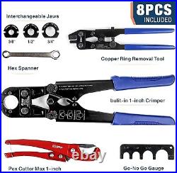 Pex Crimper Kit Copper Ring Crimping with Ring Pipe Cutter Set Rings Removal Tool