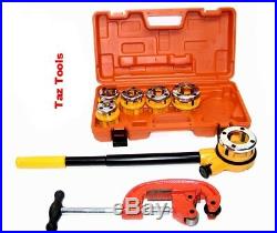 Pipe Threader Ratchet Type with 6 Stock Dies and Pipe Cutter Plumbing Tools Set