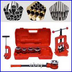 Pipe Threader Ratchet Typeand5 Dies Set Pipe Cutter Threading Tool 1/2 Up to 2