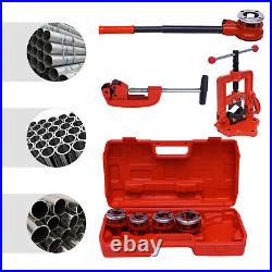 Pipe Threader Ratchet Typeand5 Dies Set Pipe Cutter Threading Tool 1/2 Up to 2