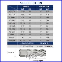 Pro Edge Technology 11pcs M2 Annular Cutter Set, 1 Cutting Depth for hard metal Pro Edge Technology 11pcs M2 Annular Cutter Set, 1 Cutting Depth for hard metal