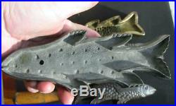 RARE Antique Millinery Lg. Fish Iron Tool Mold Bronze Antique Cutter Set 5 Piece