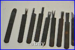 RARE Set Irons Cutters Howkins Plough Plow Plane 13 + Spanner Original Tool Roll