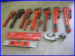 RIDGID Adjustable Pipe Spud Wrench Cutter & Level 11pc Set EXC Plumbing Tool Lot
