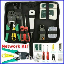 RJ45 Ethernet Network Cable Tester Crimping Stripper Cutter Tool Kit Set UKES