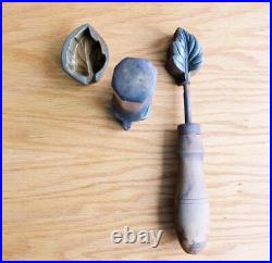 Rare Vintage Millinery Leaf Flower Iron Tool Mold Brass Antique Cutter Set #22