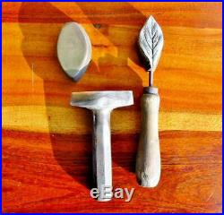Rare Vintage Millinery Leaf Flower Iron Tool Mold Brass Antique Set Cutter #5