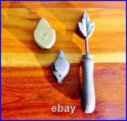 Rare Vintage Millinery Leaf Flower Iron Tool Mold Brass Antique Set Cutter #7