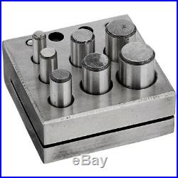 Round Disc Cutter 7 Punch Set Tool Metal Cutting Square Base Jewelry Jeweler D1Z