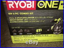Ryobi one 6 Piece Power Tools Set Kit, Impact Driver, Drill, Saw Cutter, Case