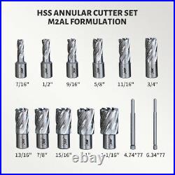 SFX 11pc Set Annular Cutter 3/4 Weldon Shank 9/16 11/16 3/4 Magnetic Drill Bit
