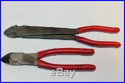 SNAP-ON TOOLS HEAVY DUTY DIAGONAL CUTTER SET RED HANDLES 2pc USA