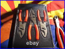 SNAP-ON TOOLS ORANGE TALON GRIP SLIP JOINT 3 PLIER SET WithSIDE CUTTERS #PL346ACFO