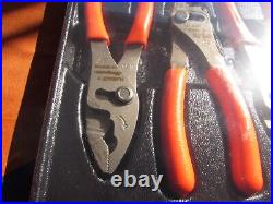 SNAP-ON TOOLS ORANGE TALON GRIP SLIP JOINT 3 PLIER SET WithSIDE CUTTERS #PL346ACFO