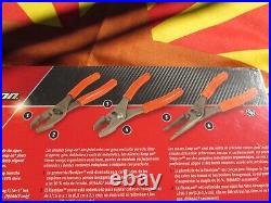 SNAP-ON TOOLS ORANGE TALON GRIP SLIP JOINT 3 PLIER SET WithSIDE CUTTERS #PL346ACFO