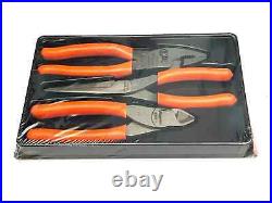 SNAP ON TOOLS USA PL307ACFO 3 Piece Pliers Cutter Set Orange Sealed New +