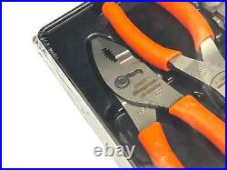 SNAP ON TOOLS USA PL307ACFO 3 Piece Pliers Cutter Set Orange Sealed New +