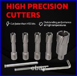 STEAD & FAST Carbide Annular Cutter Set 5 Pcs, 3/4 Weldon Shank, Depth Cut 2