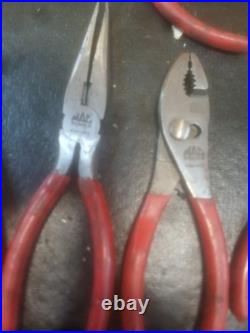 Set Of 14 Mac Pliers, Needle Nose, Cutters And Bag