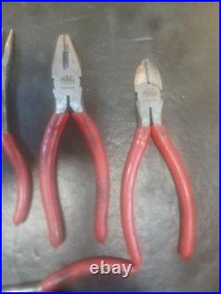 Set Of 14 Mac Pliers, Needle Nose, Cutters And Bag
