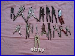 Set of 17 Pliers/Tools-Vintage-Aluminum & Wire Cutters, Leather Hole Punch