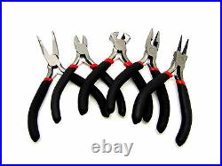 Set of 5 Pliers Round Bent Snipe End and Side Cutters Jewellery Making Tools