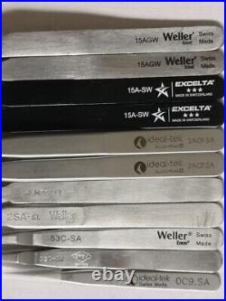 Set of Tools Tweezers and Cutters, Weller, Erem, Excelta, Ideal-tek 11pcs