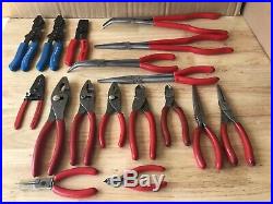 Snap-On Blue Point Tools (17) HUGE Lot of MINT Pliers Cutters Needle Nose Hose