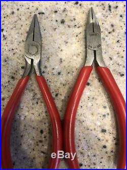 Snap-On Blue-point Tools USA Used 9 Piece RED Grip Assorted Plier Cutter Lot Set