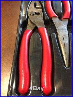 Snap On Tool pliers Set RED Soft Grip Diagonal Cutter Needle Nose Slip Joint USA