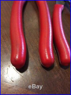 Snap On Tool pliers Set RED Soft Grip Diagonal Cutter Needle Nose Slip Joint USA