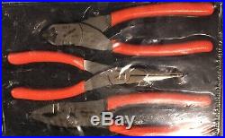 Snap-On Tools 3 PIECE PLIERS/CUTTERS SET PL300CF ORANGE SOFT GRIP New Sealed