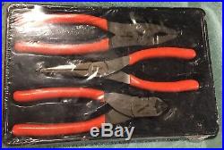 Snap-On Tools 3 PIECE PLIERS/CUTTERS SET PL300CF ORANGE SOFT GRIP New Sealed