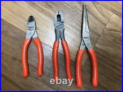 Snap On Tools 3 pcs Plier Cutter Set Orange PN# PLR300O