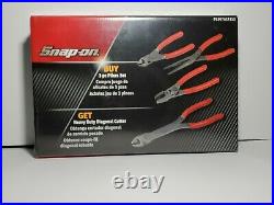 Snap On Tools 3Pc Pliers Set WithHeavy Duty Diagonal Cutter Red PL307ACF312
