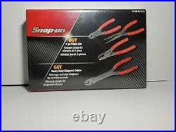 Snap On Tools 3Pc Pliers SetbwithHeavy Duty Diagonal Cutter Red PL307ACF312