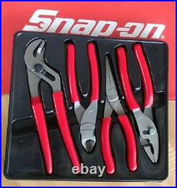 Snap On Tools 4 Pc Slip Joint/ Needle Nose /Side Cutter Pliers Set PL400B Nice