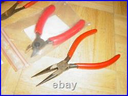 Snap On Tools 4 Piece Diagonal Cutters, Straight & Curved Needle Nose Pliers