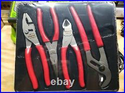 Snap On Tools 4 piece Pliers/Cutters set (RED) ITEM # PL400B (BRAND NEW)
